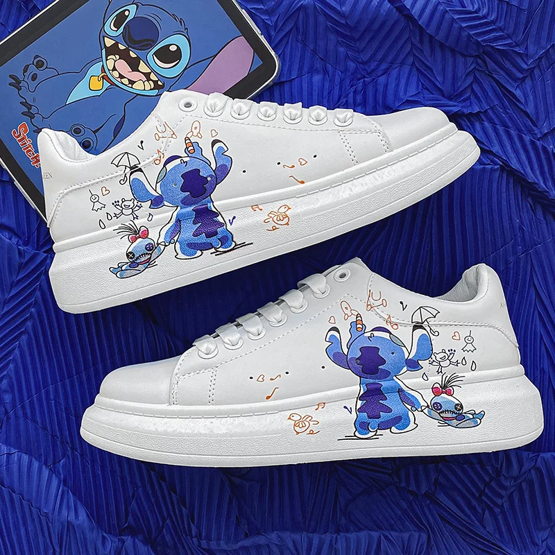 Chaussures de sport Disney CAN o & Stitch pour couple, baskets décontractées, chaussures de tennis blanches, impression 3D, dessin animé, mode, nouveau, taille 35-40, 2023