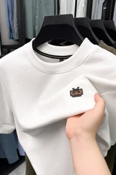 High quality short sleeve men's round neck T-shirt autumn fashion new M embroidery design Korean pullover casual sportShirt