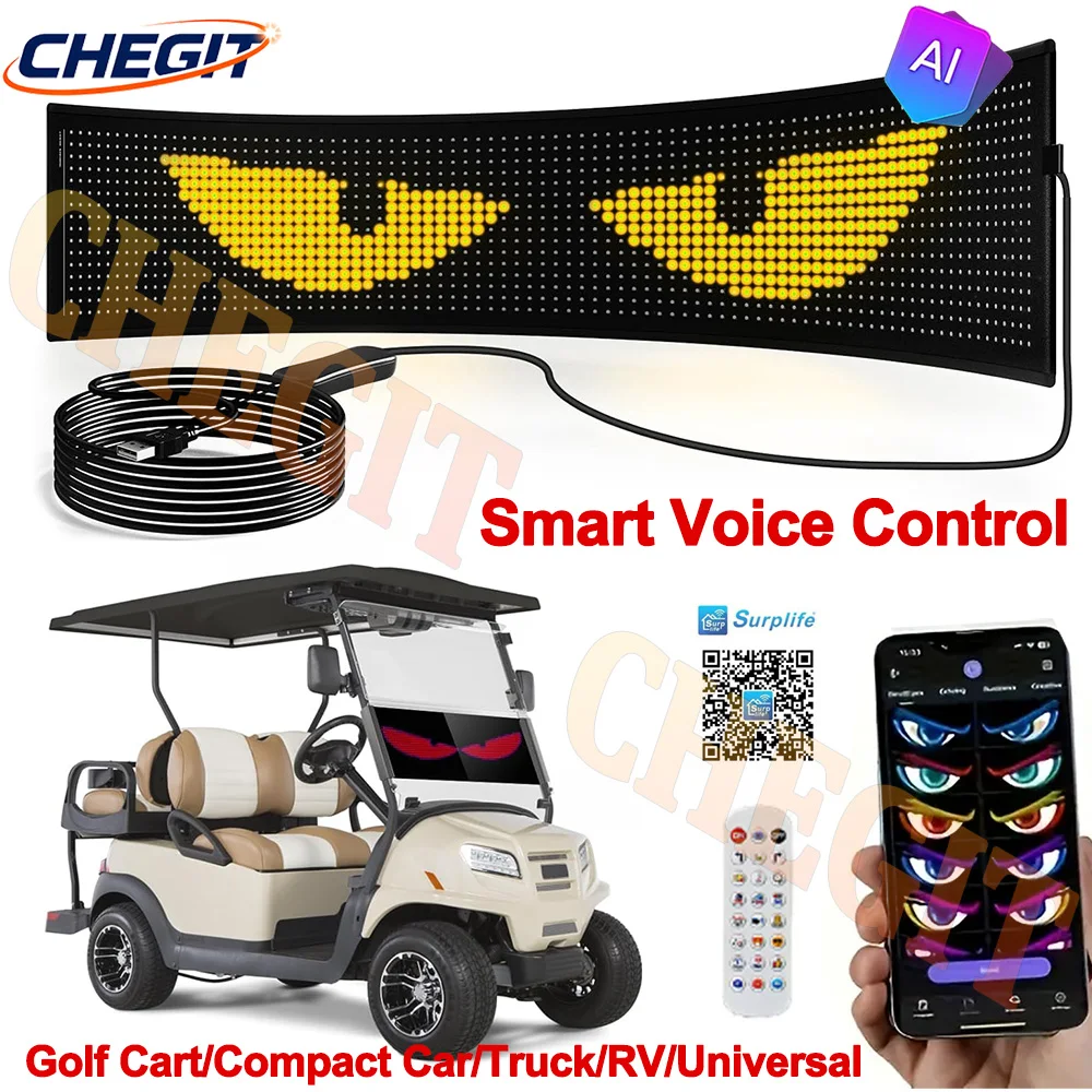 2025NEW AI صوت شيطان عيون سيارة LED شعار APP LED مصفوفة بكسل لوحة لتقوم بها بنفسك للبرمجة مرنة LED عرض جولف اكسسوارات السيارات #1