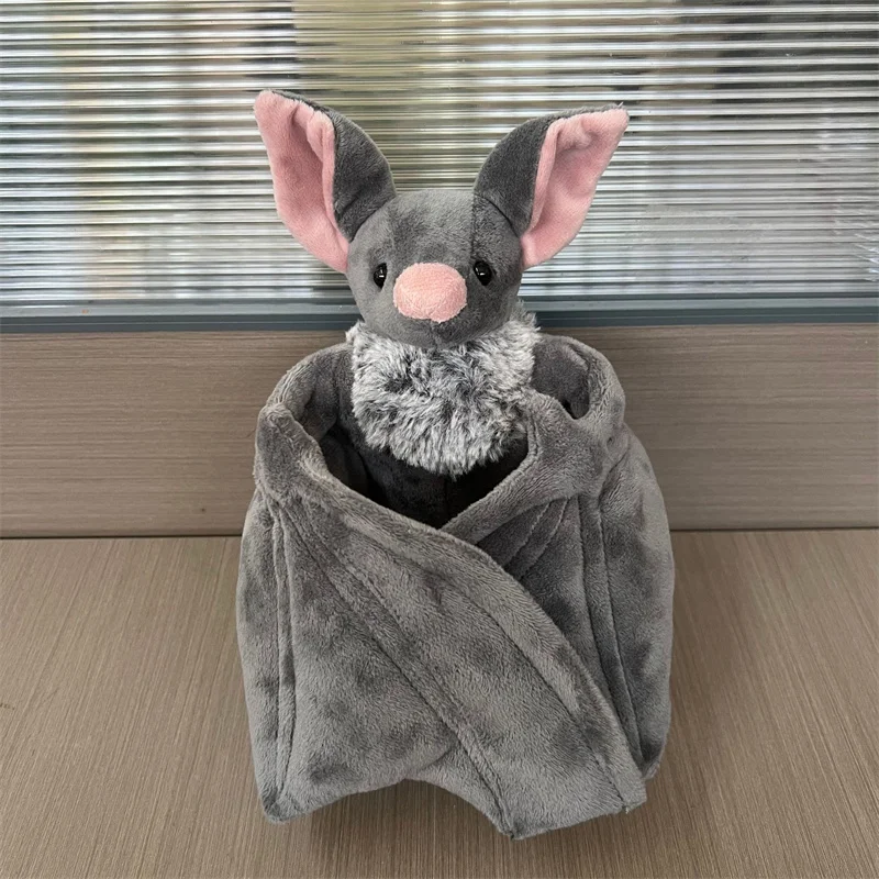 Halloween Grey Bat Plush Toy Stuffed Animal Doll Soft Throw Pillow Scare Home Decoration Fans Girls Boys Birthday Christmas Gift
