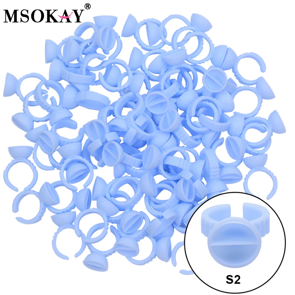 MSOKAY Wholesale 100Pcs/Bag Disposable Eyelash Extension Glue Ring Cup Tattoo Pigment Holder Container Lash Tools Supplier