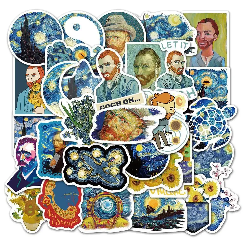 

10/20/40PCS Van Gogh Classic Waterproof Graffiti Sticker Aesthetic Decorative Luggage Laptop Cup Guitar Scrapbook Kids Stickers