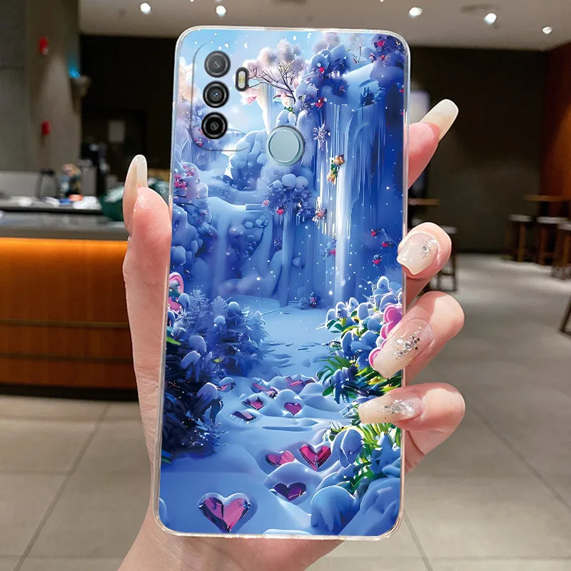 Casing For OPPO A53 2020 A33 A53s 4G Phone Case Transparent Silicone Soft Bumper CPH2127 CPH2131 Aesthetic Cute Cat Cartoon Case