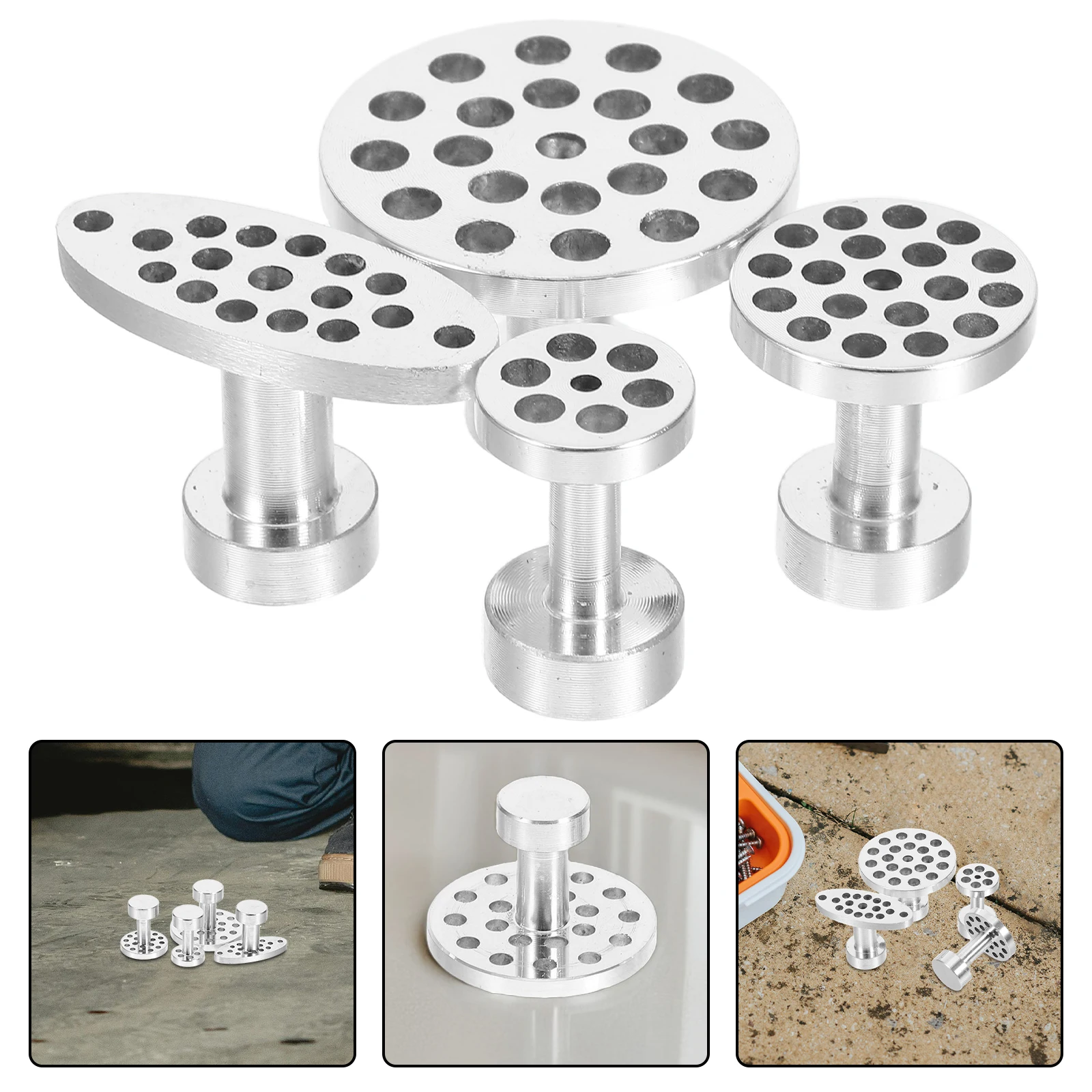 

4pcs Aluminum Glue Puller Tabs Slide Hammer Attachments Auto Body Removal Tools Kit Quick Durable Hail Damage