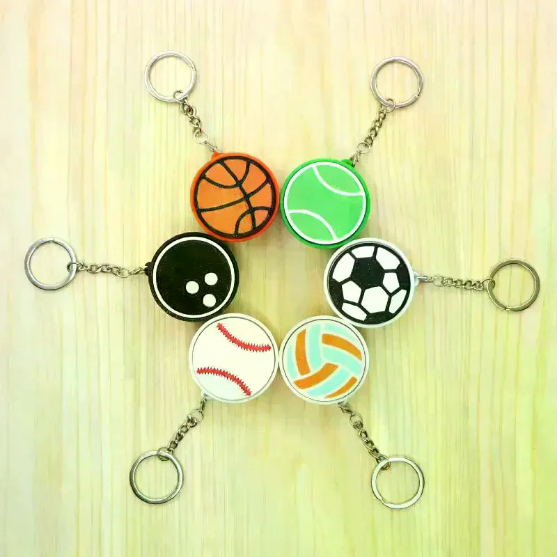 Ball Keyboard Keychain Fidget Toys Push Bubble Stress Relief Sensory Toys Basketball Football Keyboard Clicker For Kids Adults