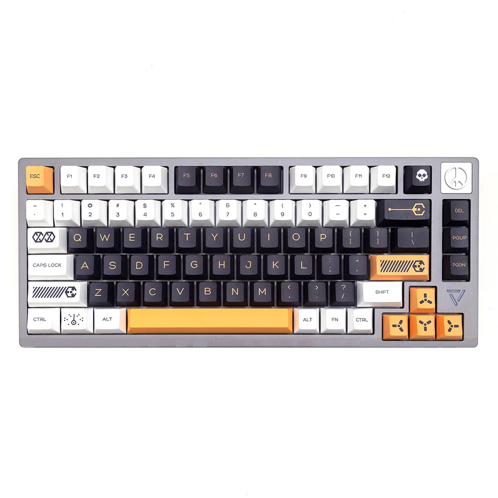 

VIRTUAL WAR THEME Black Yellow White PBT Keycaps For Cherry Mx Gateron Kailh Box TTC Switch Mechanical Keyboard Cherry Profile