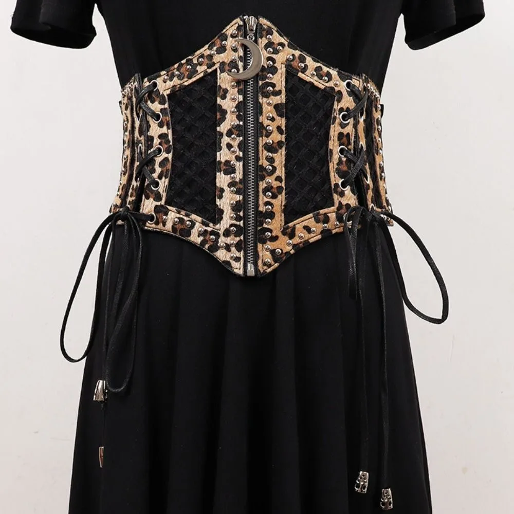 Cintura in pelle PU moda Decorazioni in vita Stile classico Stampa leopardata Fascia da smoking Cintura larga retrò casual da donna