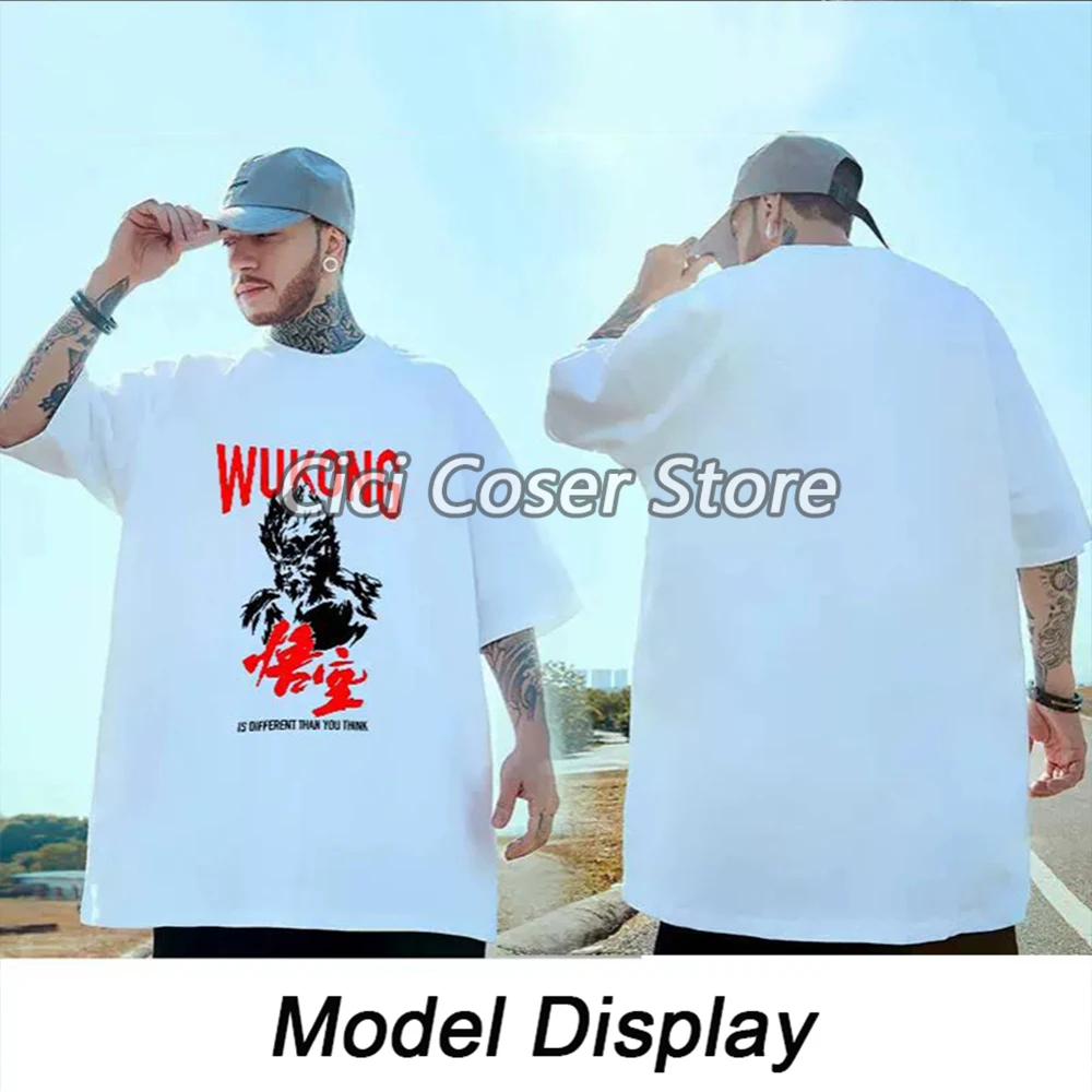 Hot Black Myth Wukong Cosplay Costume T-shirt Anime Game Cartoon Wu Kong Printed Streetwear Short Sleeve Tshirts Tops Men Women