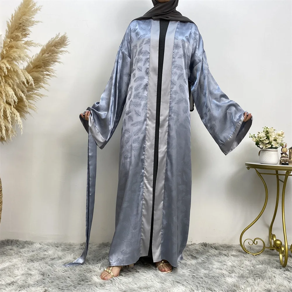 

Satin Abayas Women Muslim Dress Party Islam Clothing Turkey Kaftan Dubai Open Abaya Kimono Cardigan Eid Ramadan Kebaya Jalabiya