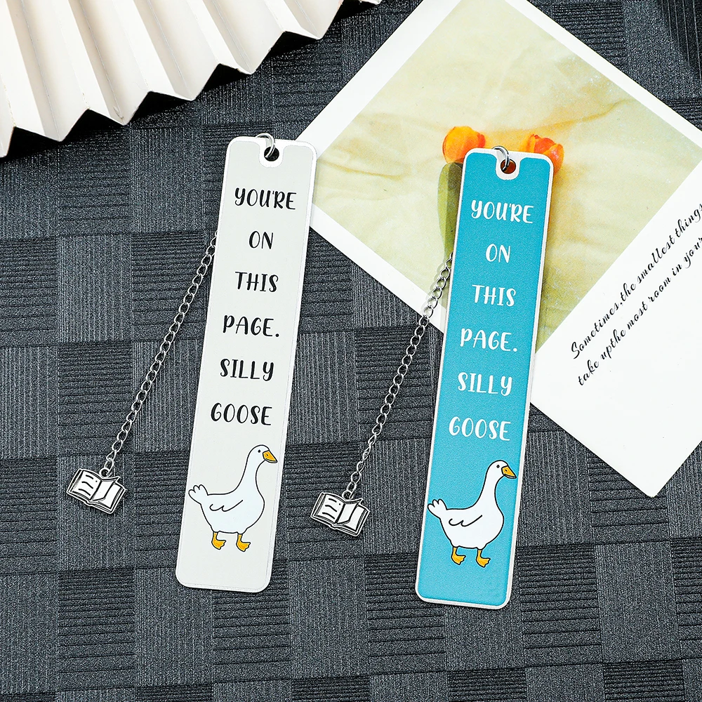 1Pc Anime Goose Stainless Steel Bookmarks Cartoon Bookmarks For Book Lovers Bookworms Holiday Gifts Ideal Gifts