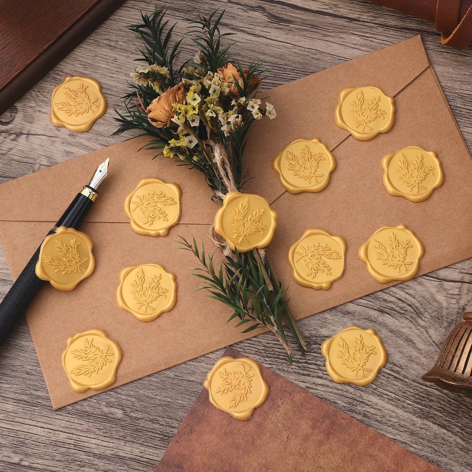 

50Pcs Wax Seal Stickers Embossed Envelope Seal Stickers Adhesive Invitation Seals Wedding Envelope Labels Sealing Decals
