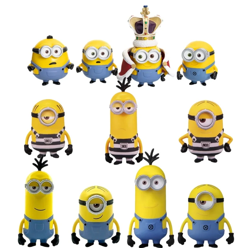 Minions Mini King Bob, Mel, Otto, Kevin, Stuart Action Figure, Graziosi Ornamenti da Scrivania, Modelli Anime da Collezione, Giocattoli Regalo per Bambini
