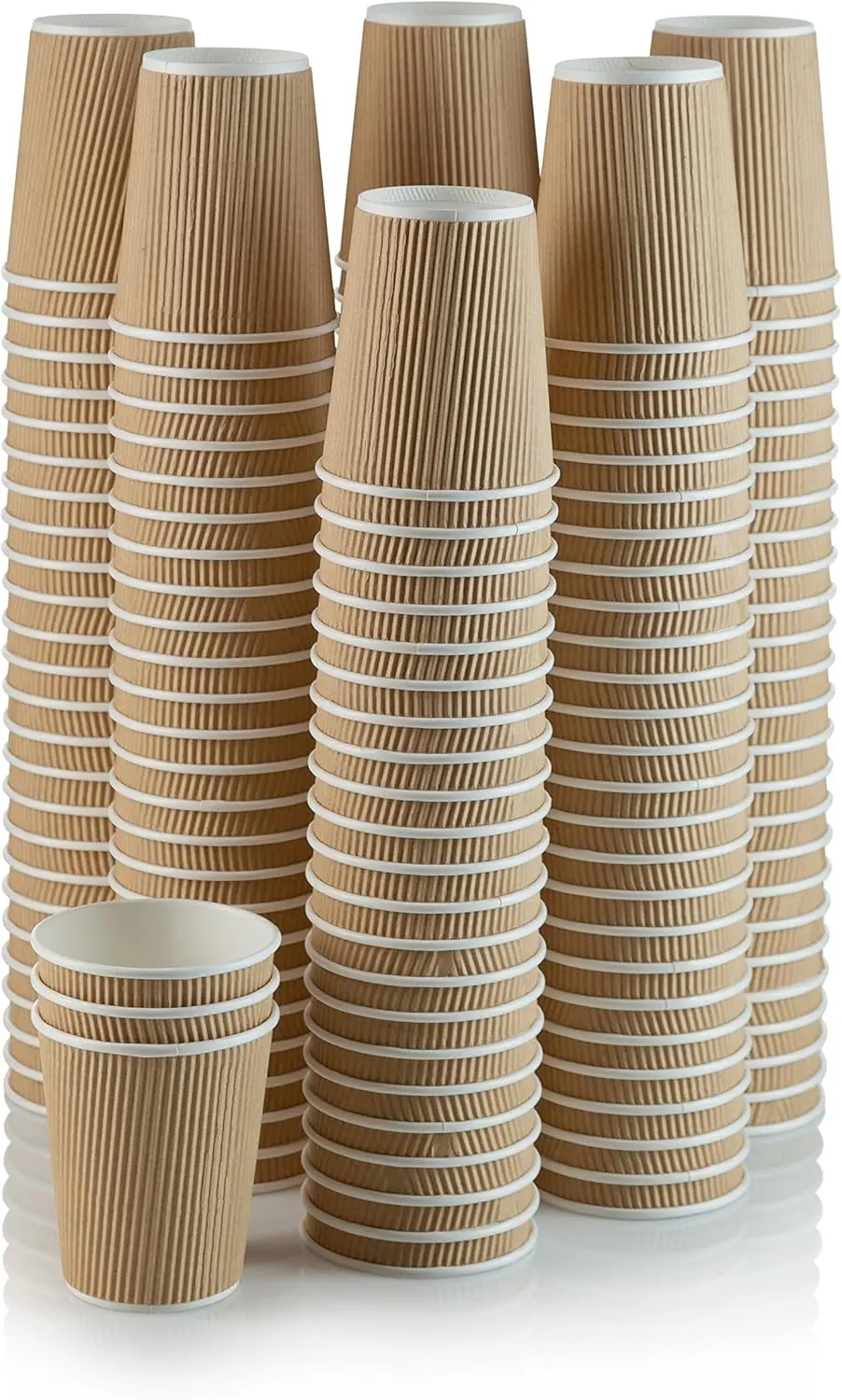 

150 10 oz Ripple Kraft Paper Cups Brown Hot Cold Cups 3 Layer Rippled Small Insulated Disposable Coffee Cups for Cappuccino