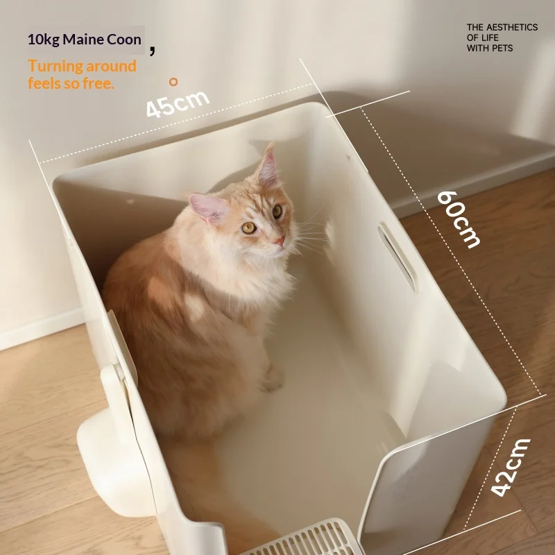 Caja de arena semicerrada extra grande antisalpicaduras para gatos - imagen 4