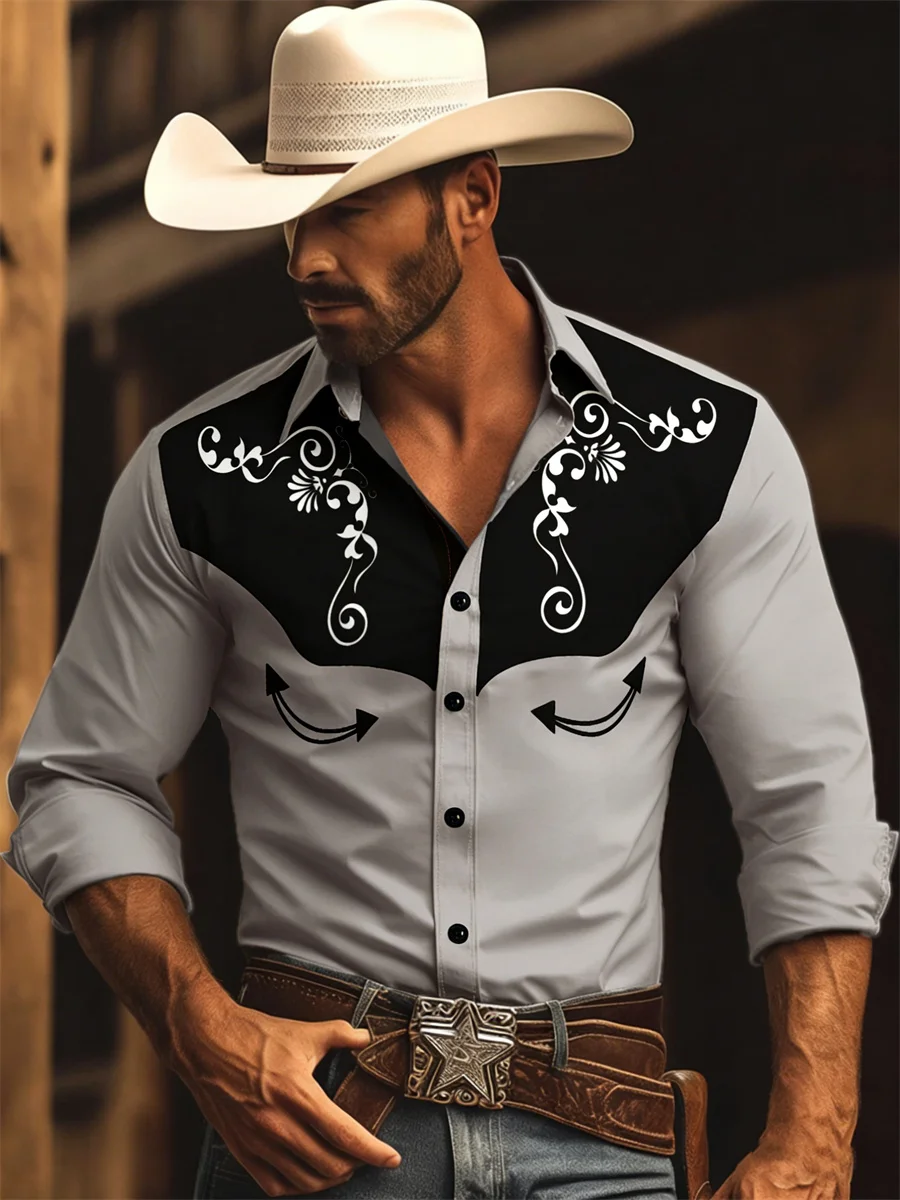Men's Long-sleeve Printed Shirt with Collar, Stylish Men's Top image 4