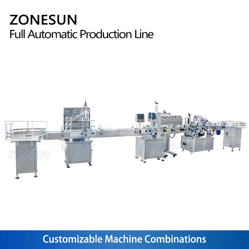 ZONESUN ZS-FAL180R6 Full Automatic Liquid Filling Capping Labeling Machine Line Induction Sealing Machine Perfume Essential Oil