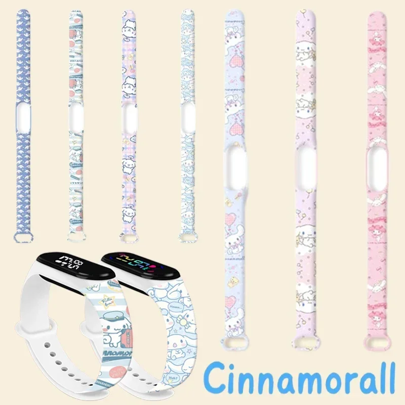 Sanrio Cinnamoroll Watch Strap for Xiaomi Mi Band 7 6 5 4 3 Wristband Cartoon Anime Silicone Bracelet Wrist Straps Accessories