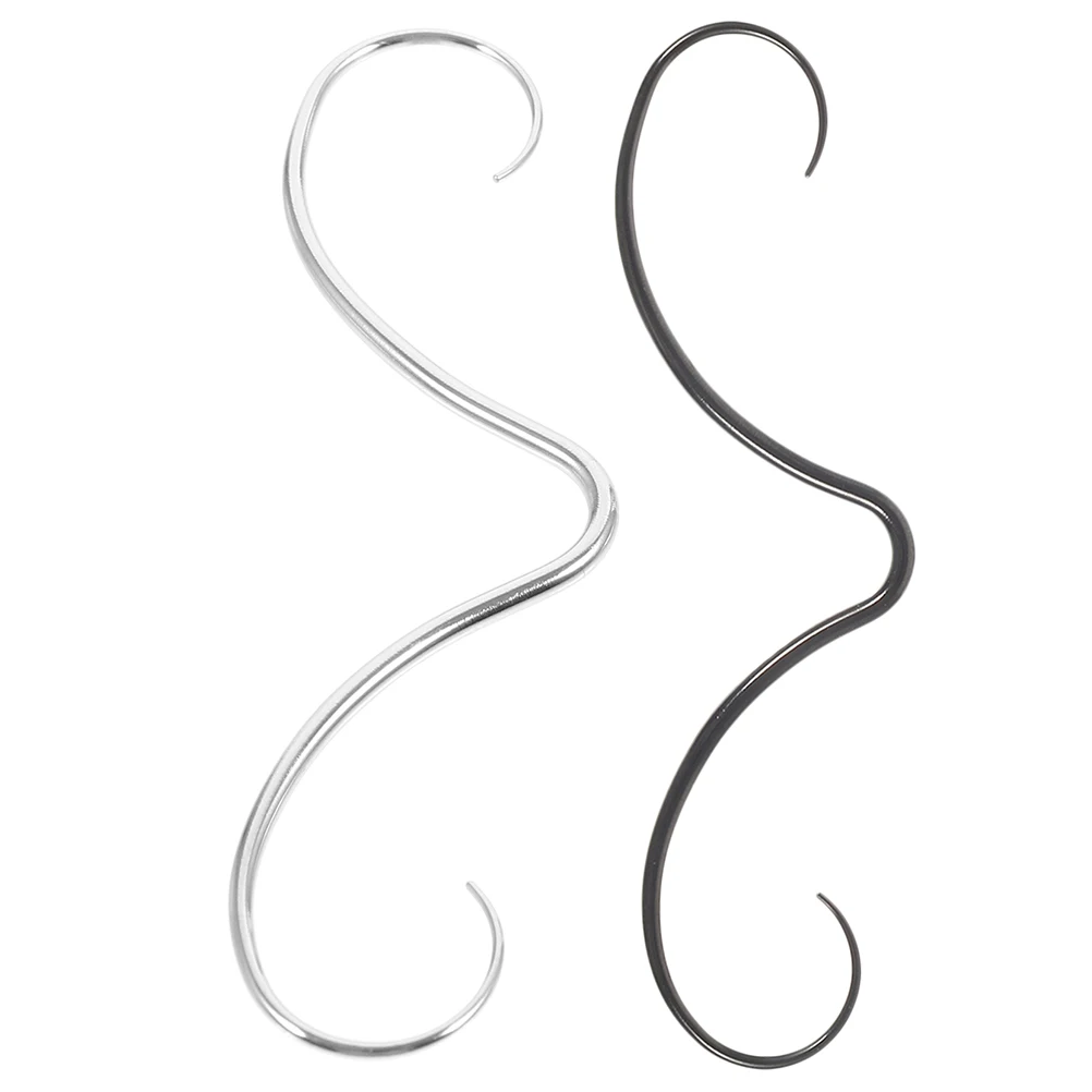 

2 Pcs Nasal Septum Jewelry Piercing Goth Nose Industrial Stainless Steel Black Dangly Miss Beard Clicker