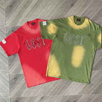 Lost intricacy Stitched Diamond Cotton Tee Loose Washing Process Comfortable Casual T-shirt