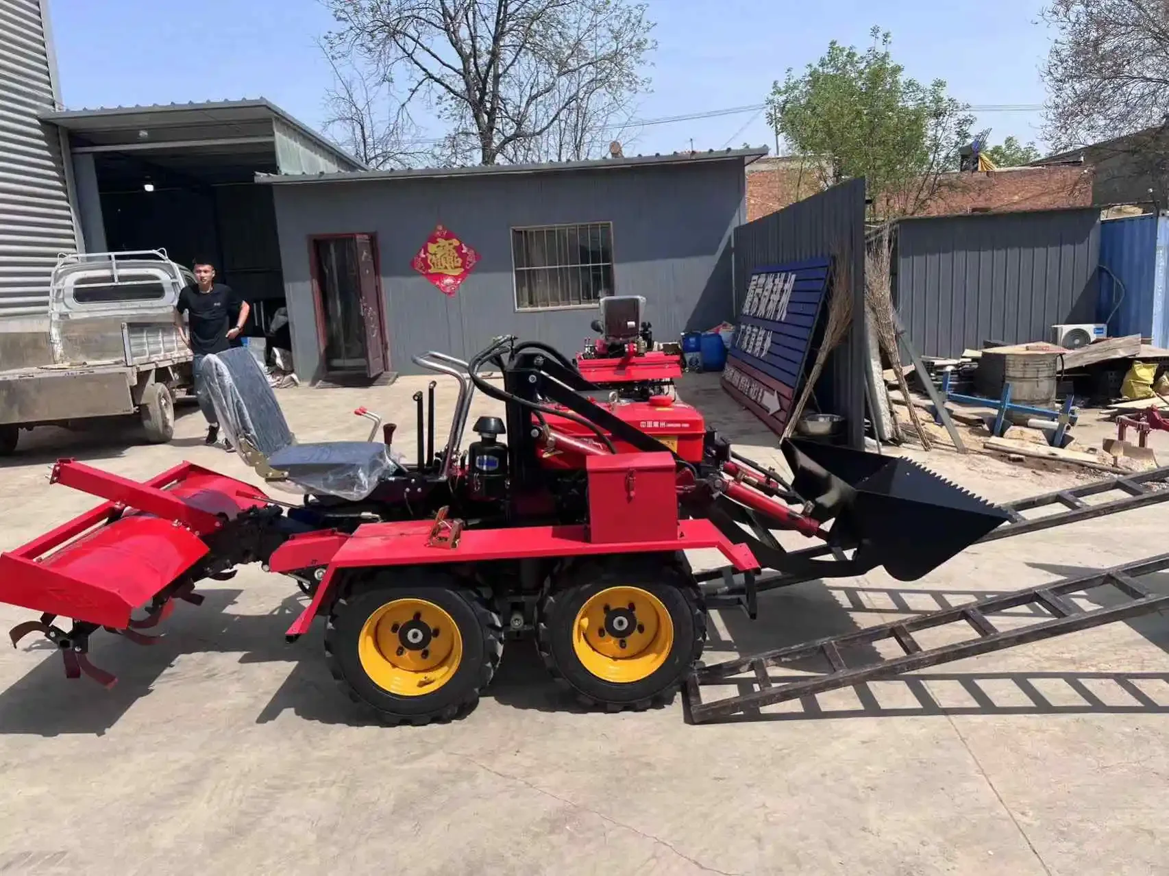 Multifunctional Garden Greenhouse Electric Start Diesel/Petrol Engine Powered With Trencher And Cultivator