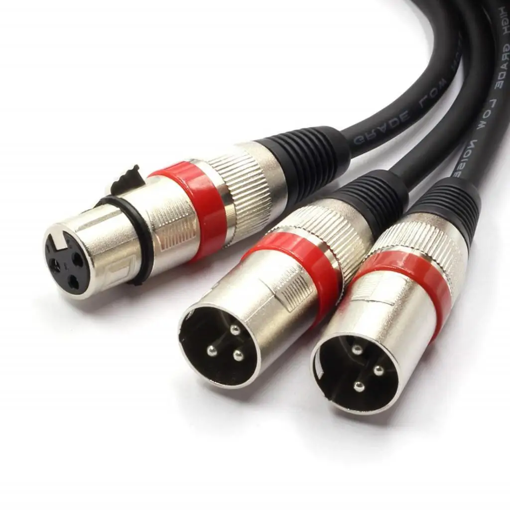 New XLR Female to Dual 2 Male Plug Splitter Cord Audio Expansion