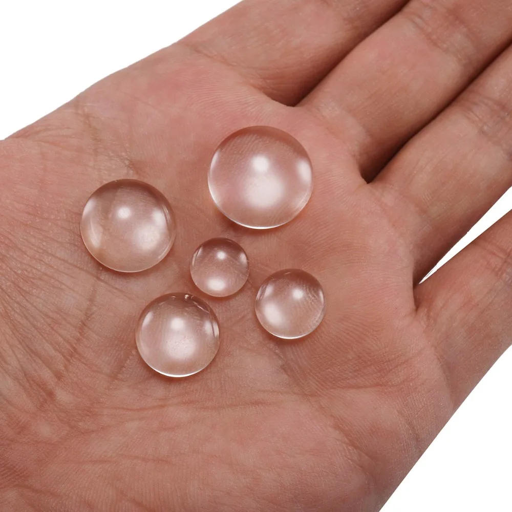 5-50pcs 8 10 12 14 16 18 20 25 30mm 라운드 플랫 백 투명 유리 카보 숑 Diy 쥬얼리 용품 만들기 용 투명 카보 숑