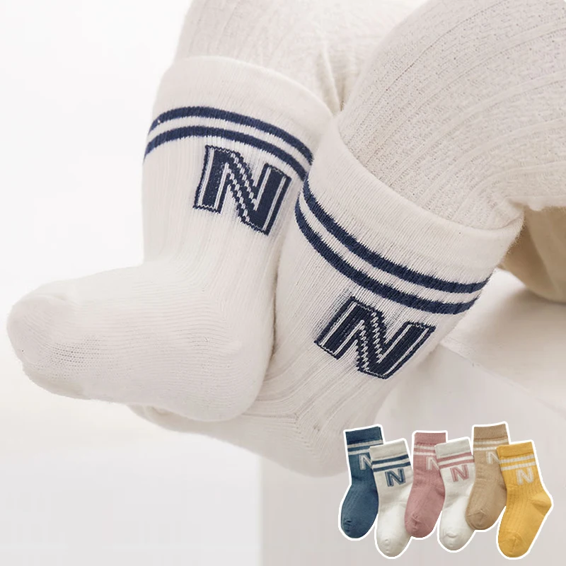 

0-5Y Infant Baby Socks for Girls Boys Cotton Letters Striped Newborn Toddler Socks Kids Children Socken Baby Clothes Accessories