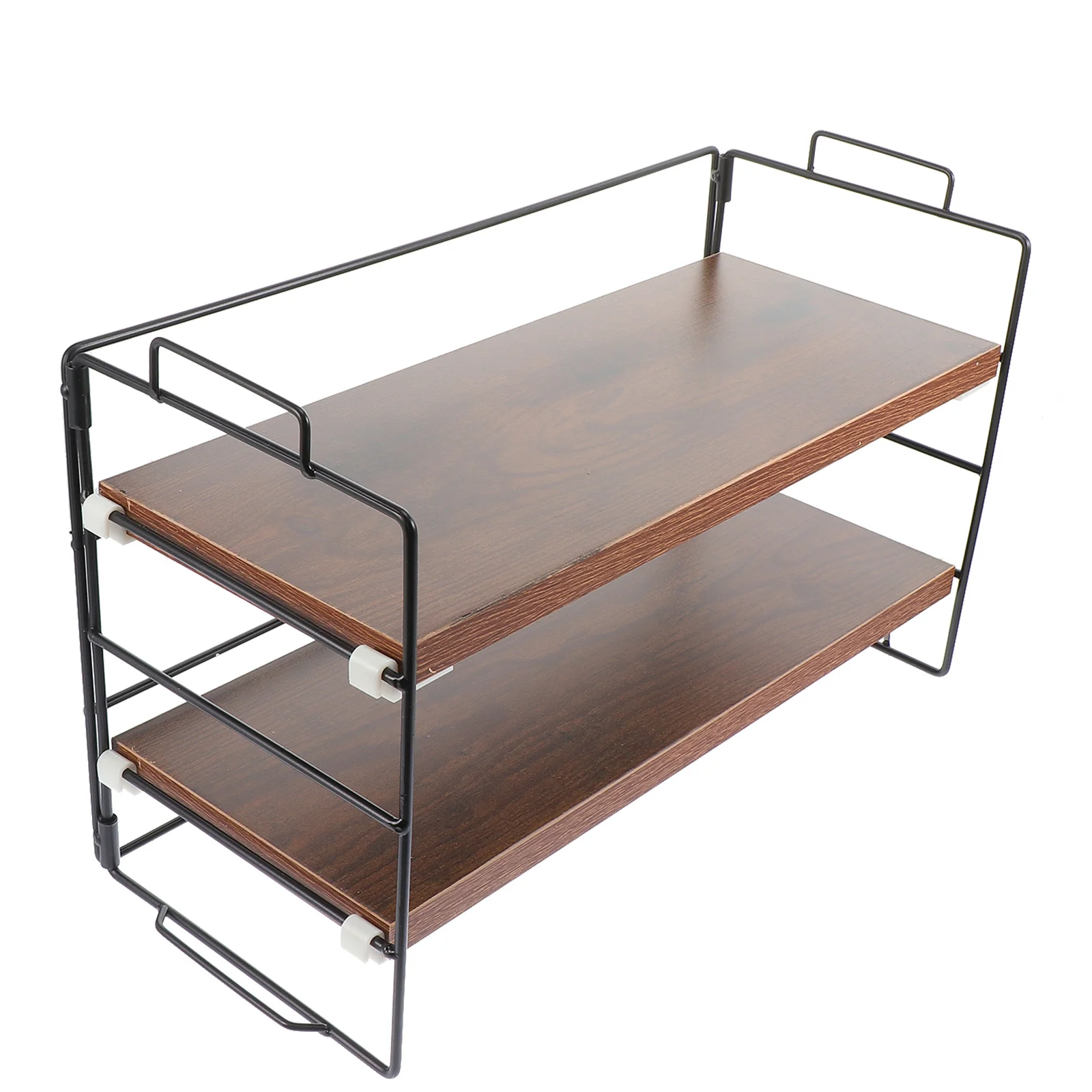 

1Pcs Multi-Function Tabletop Storage Rack Sturdy Practical Iron Wood Material Sundries Holder Office Table Organizer