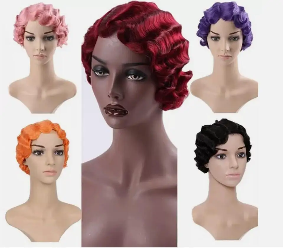 Wave Wig Short Curly Synthetic Wig Cosplay Costume Wigs Fancy Dress Patry