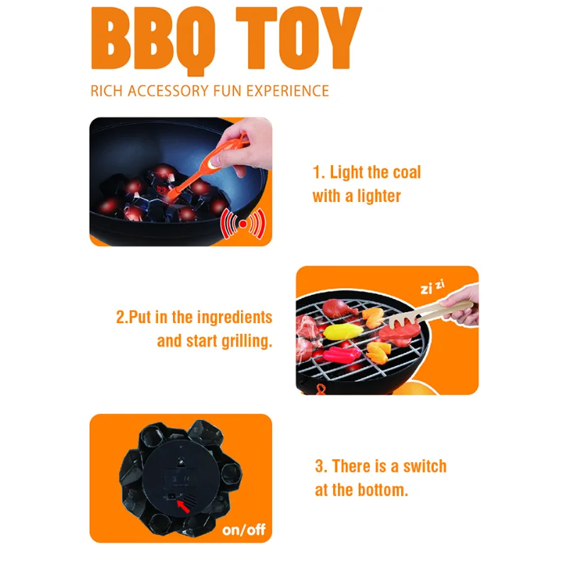 Simulierte Kochen Barbecue Grill Mit Lichtern ZIZI Sound kinder Küche Spielzeug Set Haus Spielen Lebensmittel BBQ Spiel Weihnachten Geschenke
