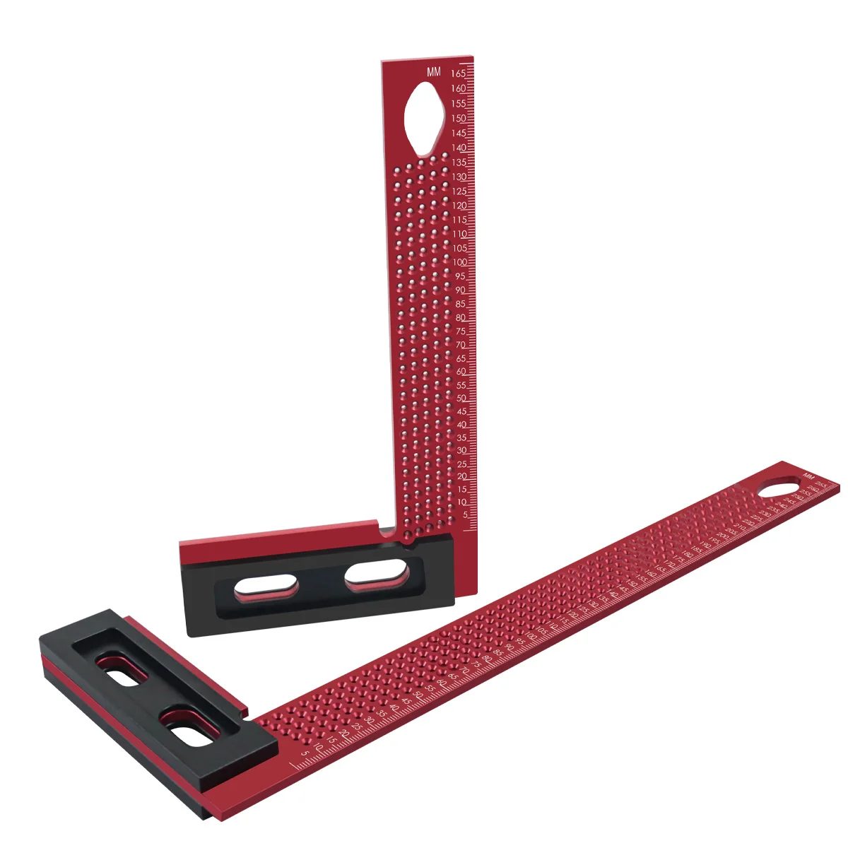 Precision 200mm/300mm Scriber Ruler, Aluminum Mitre Square, L-Shape Hole Measuring Gauge, Right Angle Marking Tool for Carpenter