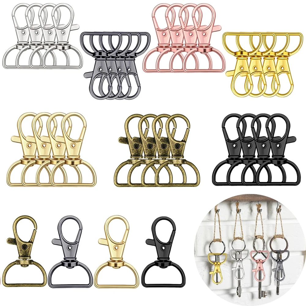 Swivel Fecho Ganchos Chaveiro, D Anel Clip, Cordão Hardware para Fabricação de Chaveiros, Bolsa Hardware, Artesanato DIY, 14Pcs