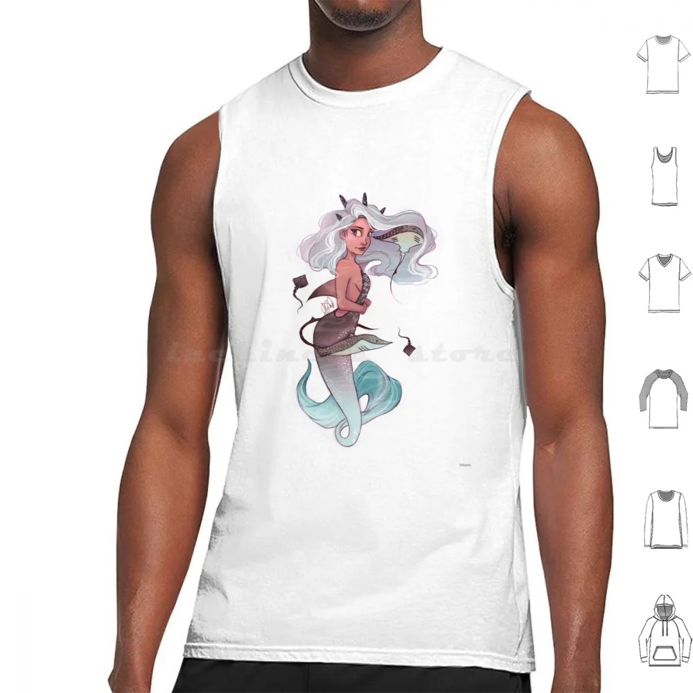 Gemini Tank Tops Print Cotton Gemini Mermaid Zodiac Stingray