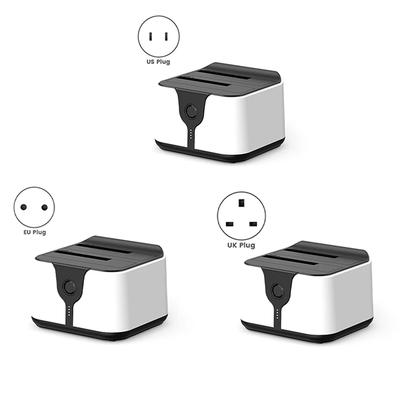 

2.5/3.5 Inch SSD External Hard Drive Enclosure SATA To USB 3.0 HDD Case Dual Bay Hard Drive Docking Station-AT93