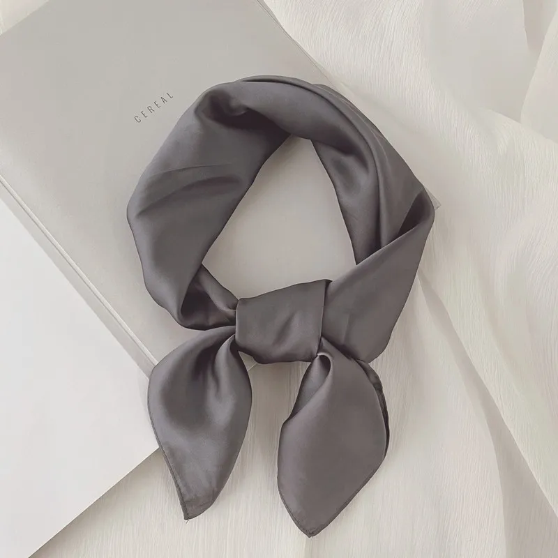 Luxury New Fashion Silk Square Scarf Solid Women Satin Neck Hair Tie Band Soft Beach Hijab Head Female Foulard Free Shiping