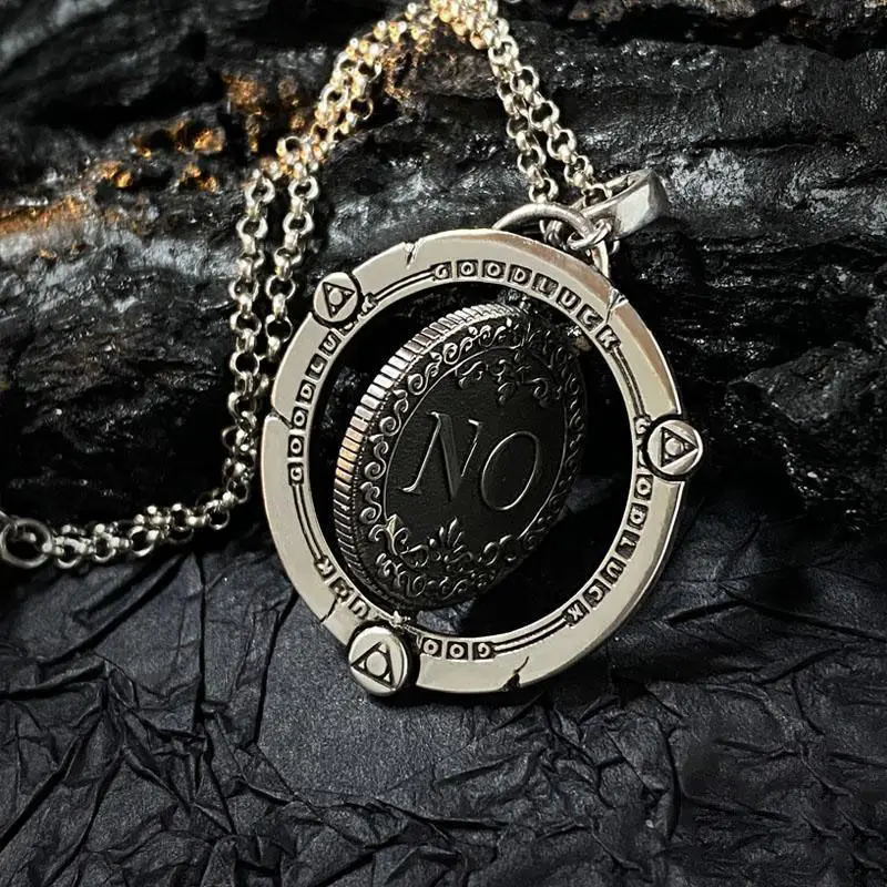 YES&NO Decision Coin Pendant Necklace for Men - Retro Flip Coin Decompression Necklace Creative Stress Relief Jewelry Gift