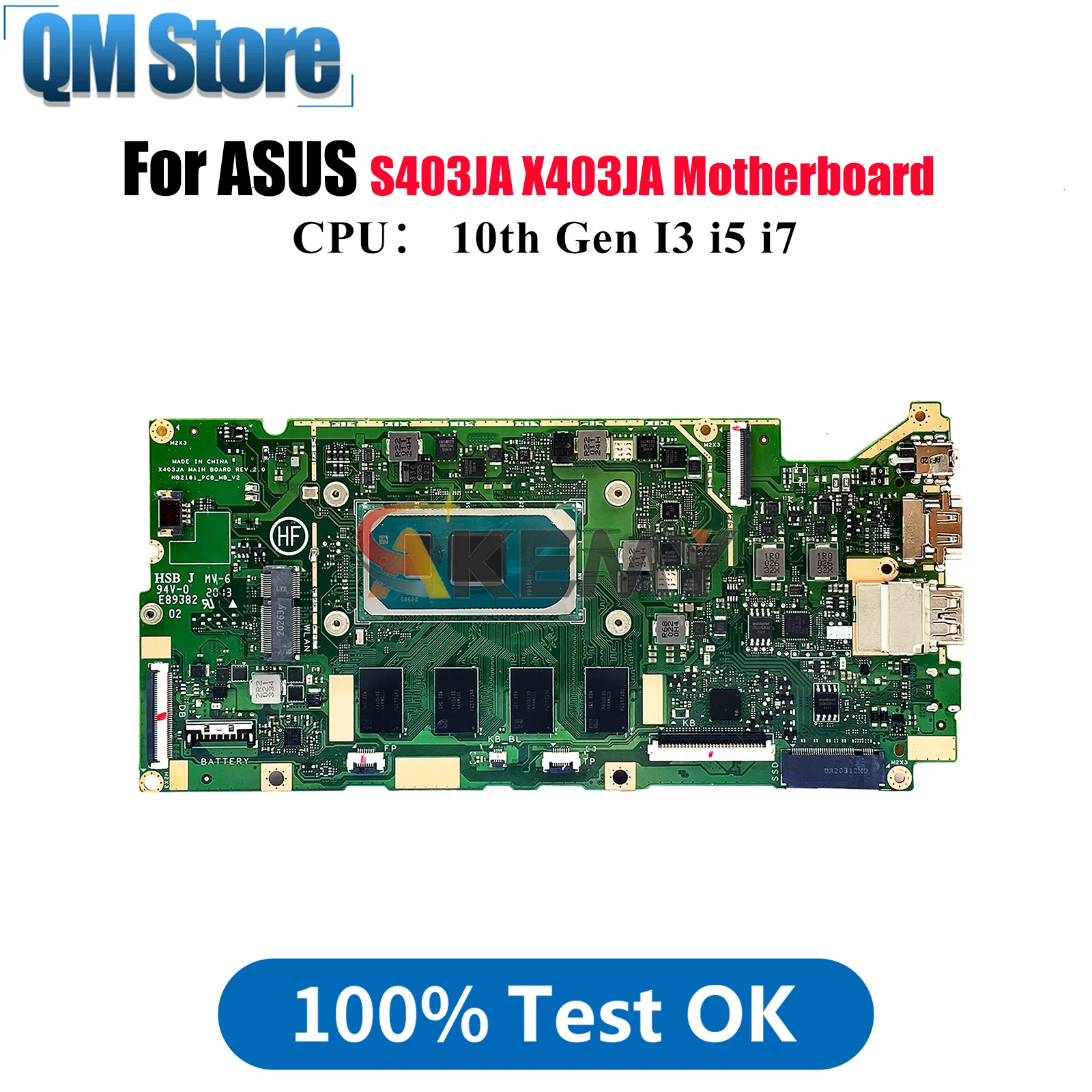 

X403JA Laptop Motherboard For ASUS VivoBook X403J S403JA X403JA Notebook Mainboard With 10th Gen I3 i5 i7 tests OK fast shipping