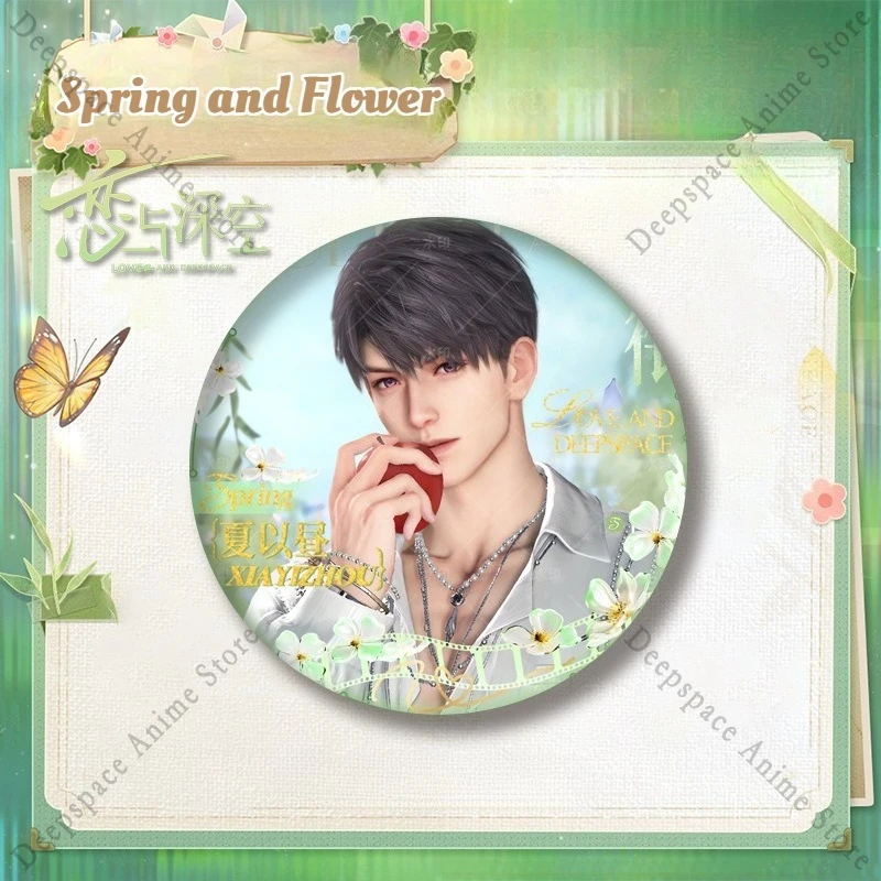 الحب والفضاء العميق سيلوس كاليب كزيفير زين رافاييل أنيمي تأثيري الربيع وزهرة مستديرة/مستطيلة شارة بروش لعبة المشجعين الهدايا