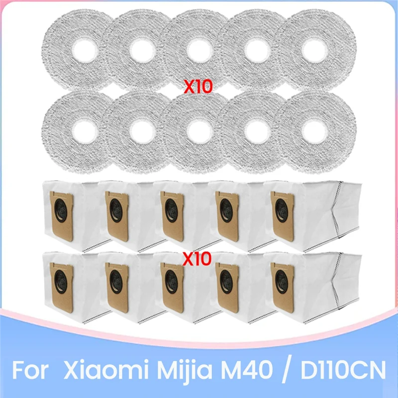 

X10A 20PCS Vacuum Dust Bag And Mop Cloth Set For Xiaomi Mijia M40 D110CN Vacuum Cleaner Spare Parts