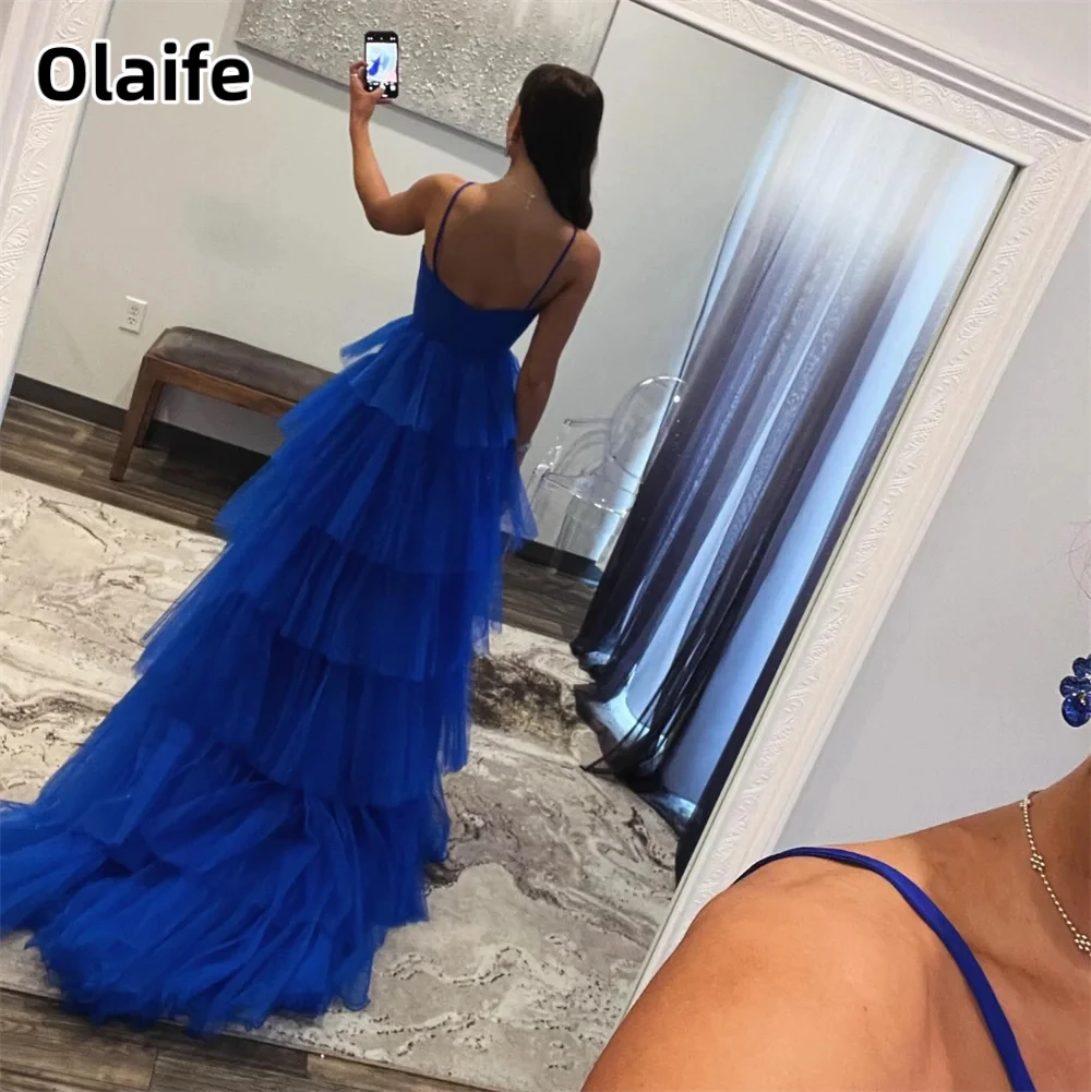 Olaife-Tulle فساتين حفلة موسيقية ، أشرطة سباغيتي ، ملابس رسمية متدرجة ، فساتين سهرة ، فستان حفلة خريج