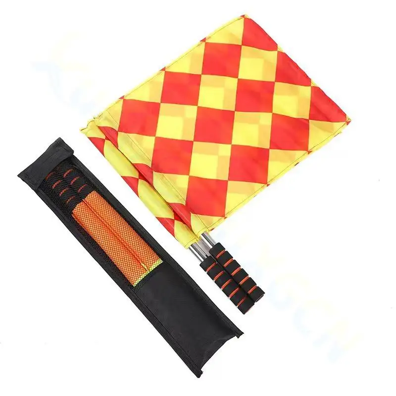 

1 set Soccer Referee Flag with Bag Football Judge Sideline Sports Match soccer Linesman Flags Referee