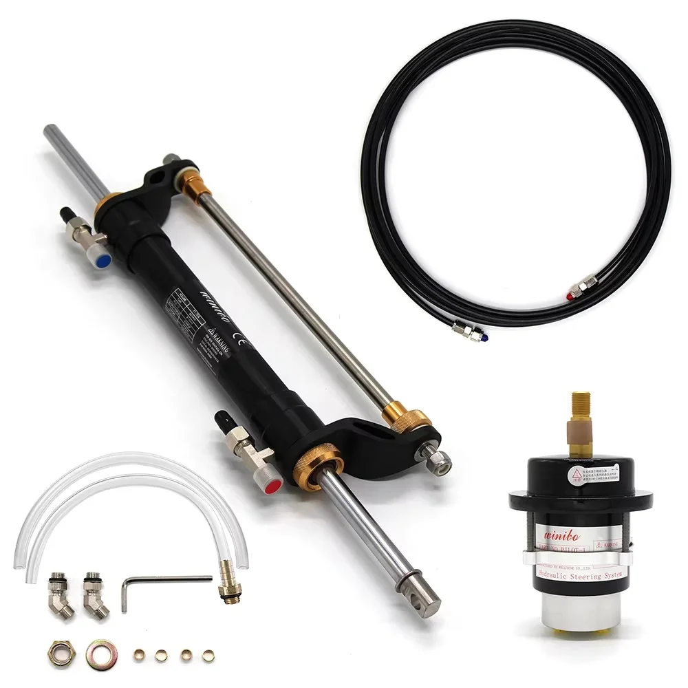 Winibo Pilot-1 Stainless Steel Internal Hydraulic Steering Outboard Kit With Booster Pump For Up To 90hp Outboard Marine Use