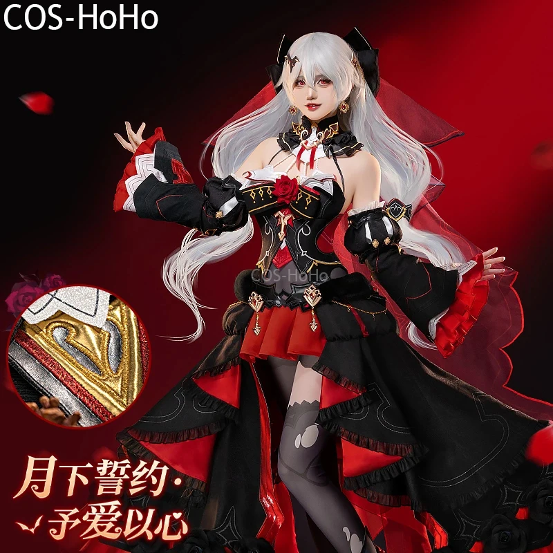 COS-HoHo Honkai Impact 3rd Theresa Apocalypse Lunar Vow: Crimson Love Game Suit Gorgeous Cosplay Costume Halloween Party Outfit