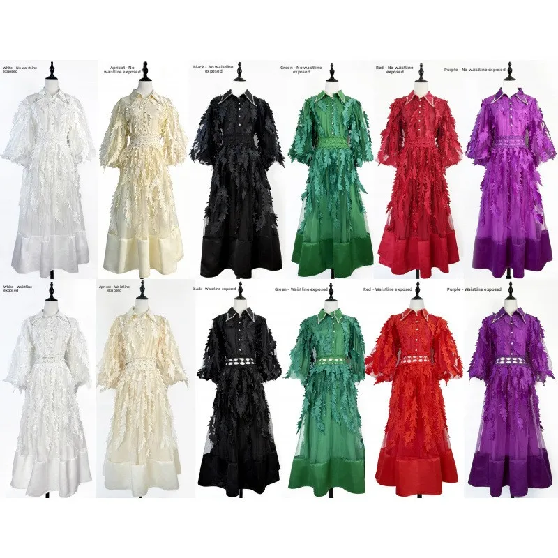 Ele Faionable handgemaakte geborduurde boortaille uitgehold lange Dr Retro Court Sle mid taille fluwelen materiaal