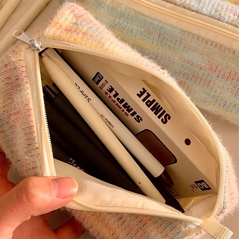 Gentle iridescent cosmetic bag, soft‑textured for campus students, stationery storage bag, cosmetic pouch, coin wallet