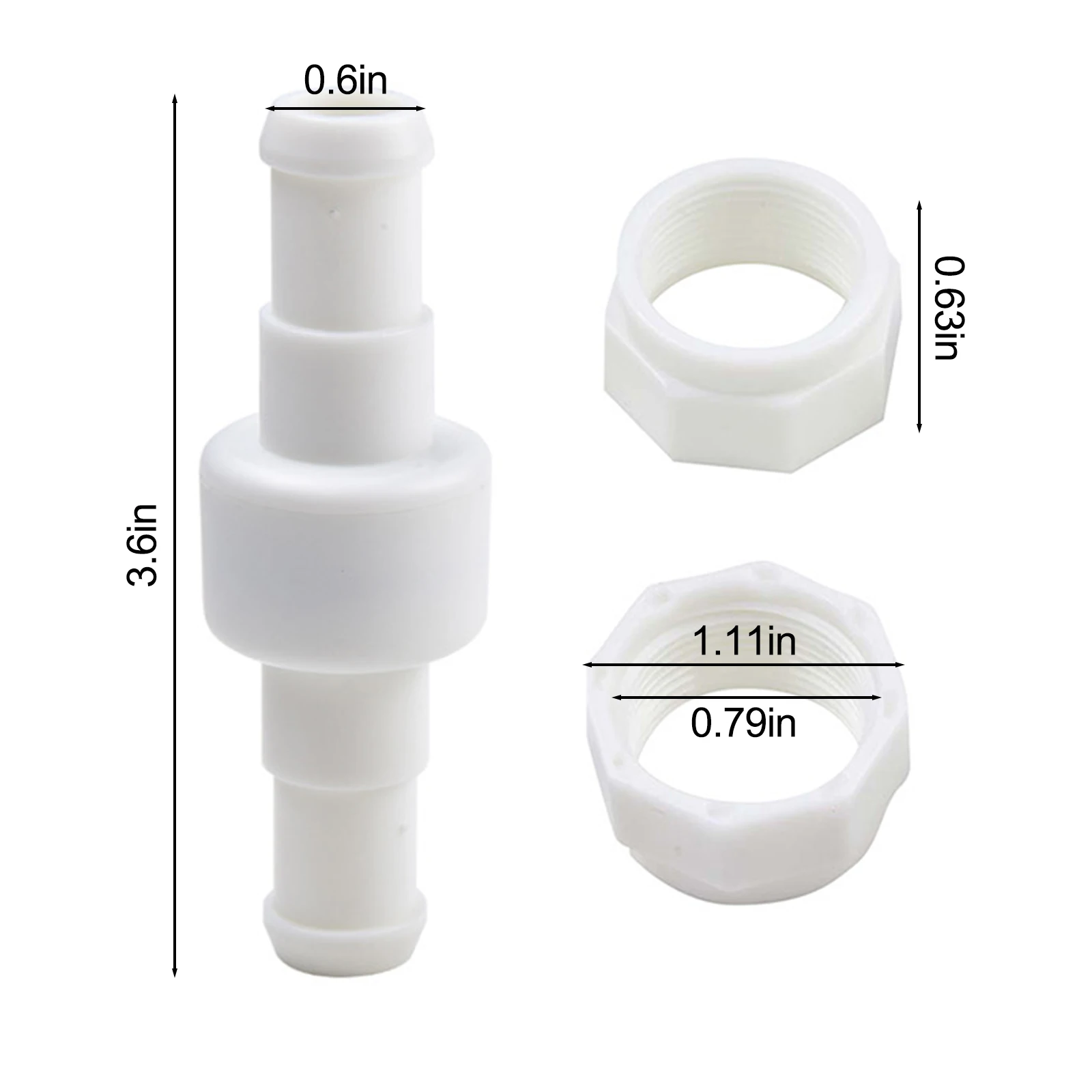 3 Piece Pool Cleaner Hose Connector Kit Includes 2x D15 Hose Nuts and 1x D20 Swivel for Zodiac 180 For 280 380 480