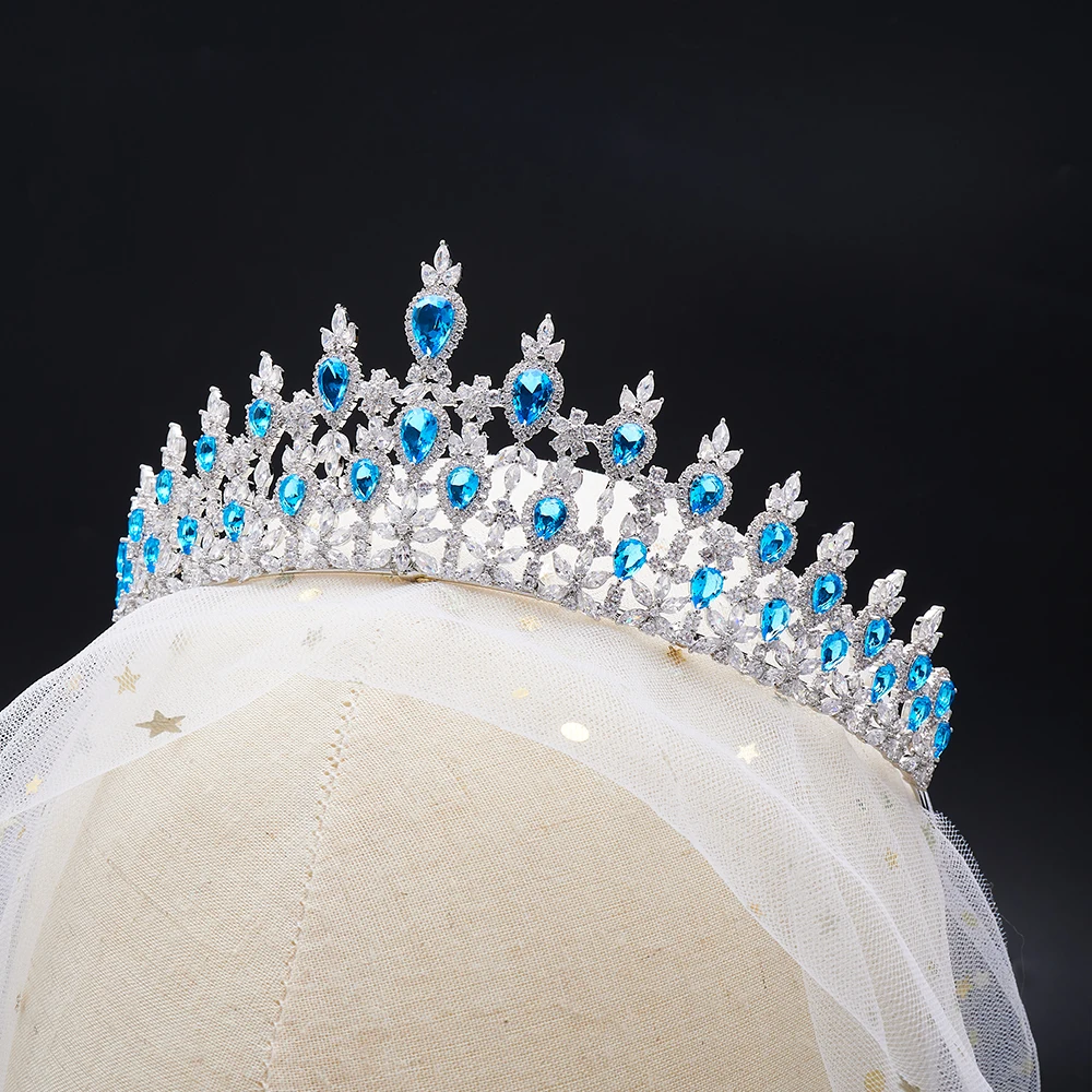 Tirim New Bride Tiaras Full Crystal Headdress Zirconia Crowns Headband for Girls Women Dubai Birthday Party Wedding Prom Bridal