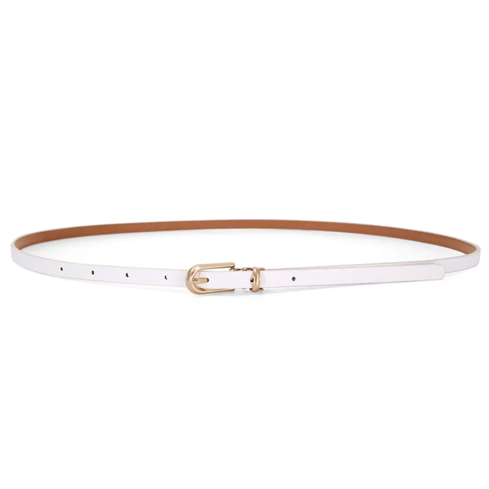 Retro Candy Color PU Leather Waistband Adjustable Waist Belt Thin Belt Alloy Buckle Waist Strap Thin Waist Belt Ladies