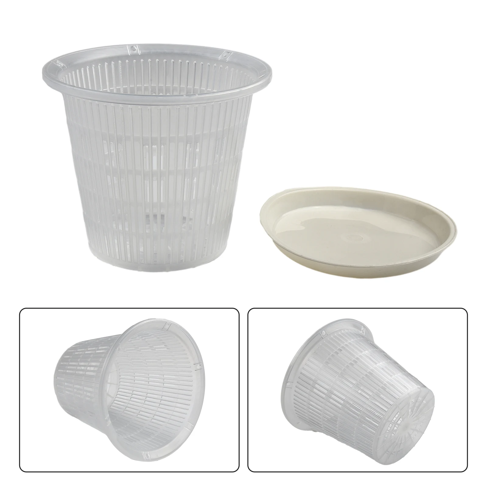 Plant Pot Flower Pot Plastic Pots Reusable Washable Orchids Plastic Clear Flower Pot Stand Kits Light-transmitting