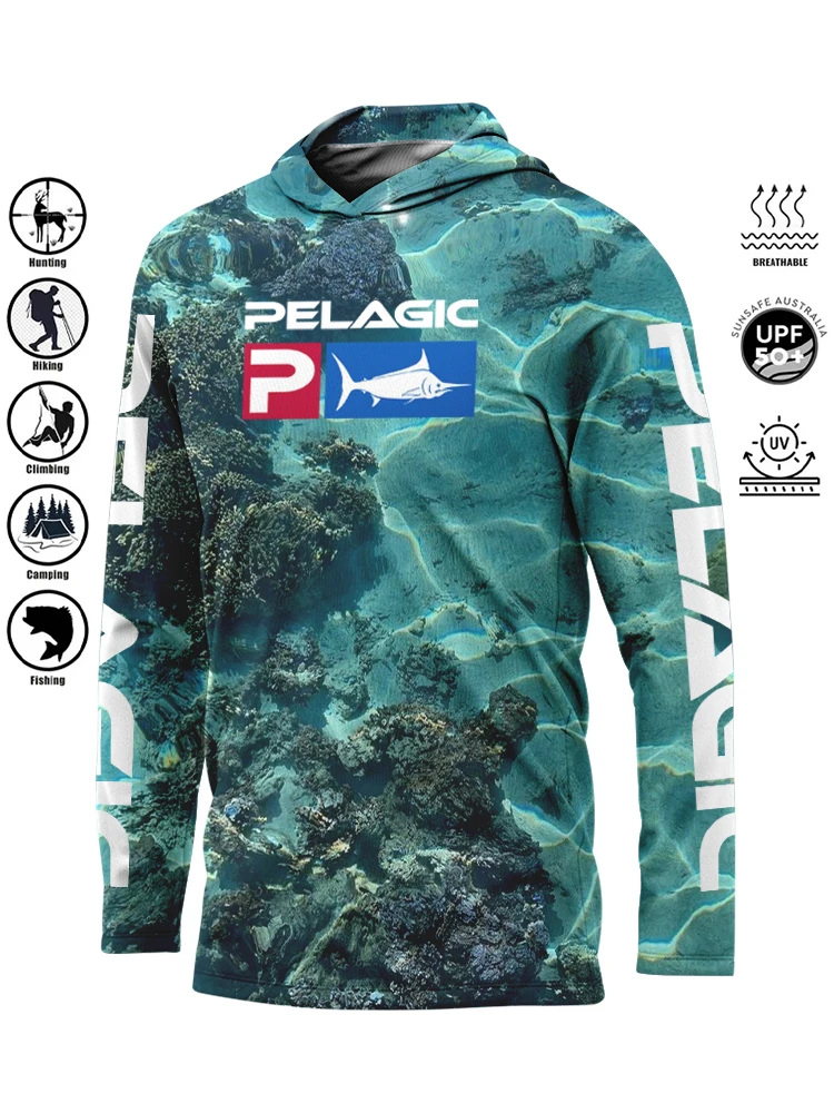 

PELAGIC Fishing Shirt Men's Long Sleeve Performance Shirt UPF 50+ Uv Protection Quick Dry Tops Thin Breathable Outdoor Shirts